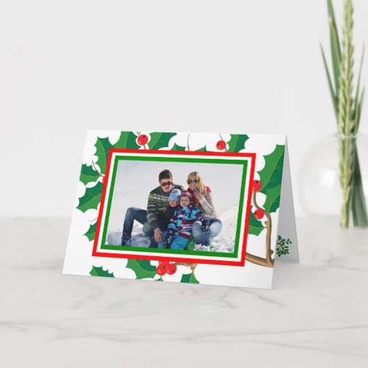 ホリー写真 – 折り畳みクリスマスカード シーズンカード (正面)
