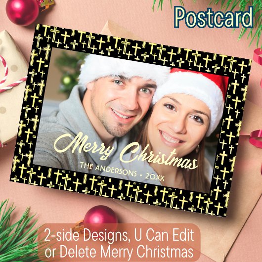 ホリー十字家族の写真クリスマス宗教信仰 シーズンポストカード