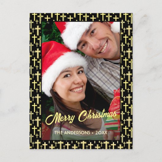 ホリー十字家族クリスマスフォト信仰宗教 シーズンポストカード (正面)