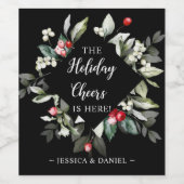 ホリー応援ブラックホリデークリスマスワインラベル ワインラベル (シングルラベル)