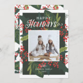 ホリー日 |ハッピーホリデー写真 シーズンカード (正面/裏面)