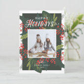 ホリー日 |ハッピーホリデー写真 シーズンカード (スタンド正面)