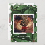 ホリー日 | メリークリスマスフォトホリデーカード シーズンカード (正面/裏面)