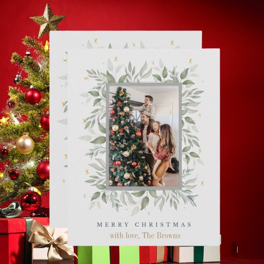 ホリー日 | メリークリスマス2フォトホリデーカード シーズンカード