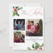 ホリー枝のモダンクリスマスフォト シーズンカード (正面)