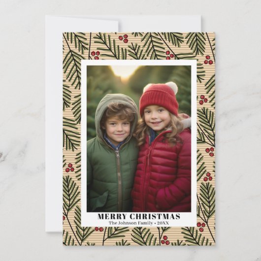ホリー枝メリークリスマスフォトダウンロード シーズンカード (正面)