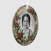 ホリー枠のカスタムクリスマスフォトラウンドアクリル オーナメント (正面)