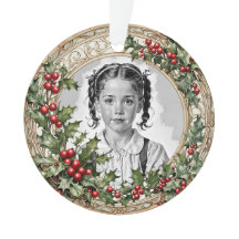 ホリー枠のカスタムクリスマスフォトラウンドアクリル