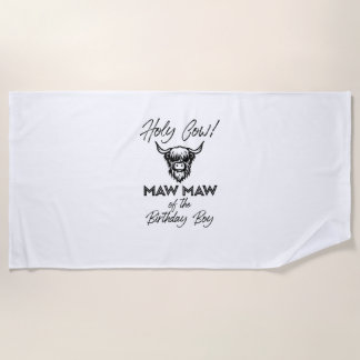 ホリー牛のカウモー誕生日少年ハイランド牛 ビーチタオル