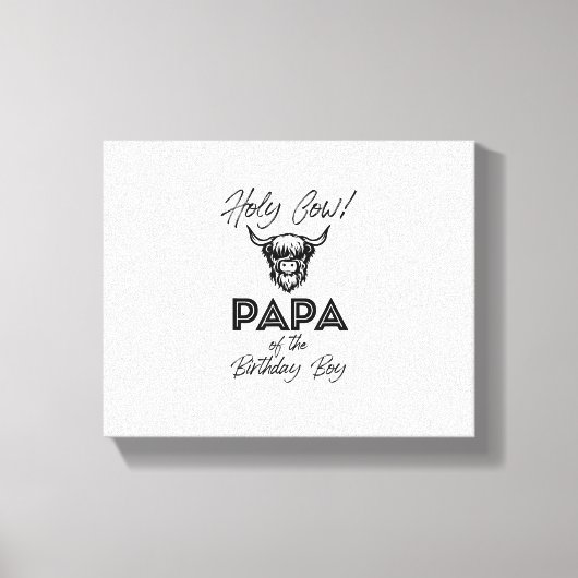 ホリー牛のパパ誕生日少年ハイランド牛1s キャンバスプリント (正面)