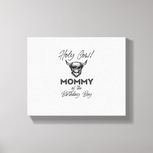 ホリー牛のママの誕生日少年ハイランド牛1 キャンバスプリント (正面)