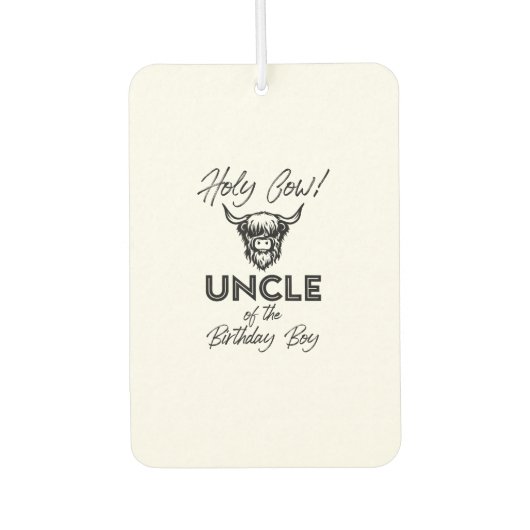 ホリー牛の叔父の誕生日少年ハイランド牛1 カーエアーフレッシュナー (正面)