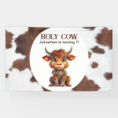 ホリー牛の茶色の白いバナー 横断幕 (横)