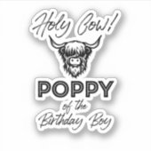 ホリー牛ポピーの誕生日少年ハイランド牛1 シール (正面)