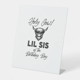 ホリー牛Lil Sisの誕生日少年ハイランド牛 台座サイン