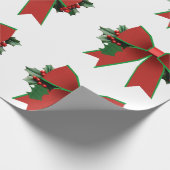ホリー白ラッピング紙付き赤と緑の弓 ラッピングペーパー (角)