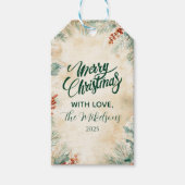 ホリー素朴とパインのクリスマス ギフトタグ (正面)