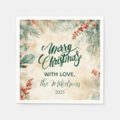 ホリー素朴とパインのクリスマス スタンダードカクテルナプキン (正面)