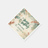 ホリー素朴とパインのクリスマス スタンダードカクテルナプキン (角)