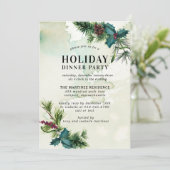 ホリー素朴ウォーターカラーホリデーディナーパーティー 招待状 (スタンド正面)