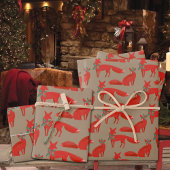 ホリー素朴デートに赤いキツネをクラフト ラッピングペーパーシート