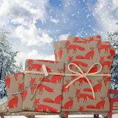 ホリー素朴デートに赤いキツネをクラフト ラッピングペーパーシート