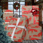 ホリー素朴デートに赤いキツネをクラフト ラッピングペーパーシート