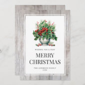 ホリー素朴ベリーキャンディメリークリスマスカード シーズンカード (正面/裏面)
