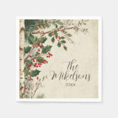 ホリー素朴ベリークリスマスパーティー スタンダードカクテルナプキン (正面)