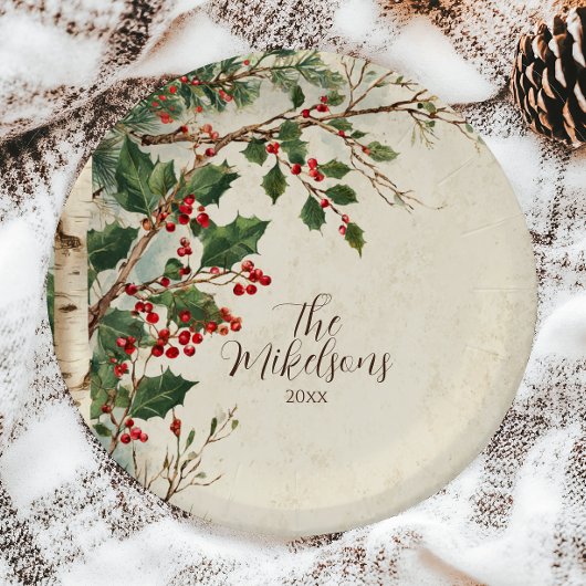 ホリー素朴ベリークリスマスパーティー ペーパープレート