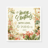 ホリー素朴ベリークリスマス スタンダードカクテルナプキン (正面)