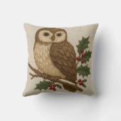 ホリー素朴付き刺繍クリスマスフクロウ クッション (裏面)
