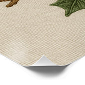 ホリー素朴付き刺繍クリスマスフクロウ ポスター (コーナー)