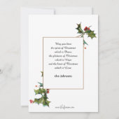 ホリー素朴付き趣のあるヴィンテージ冬の風景 シーズンカード (裏面)