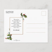 ホリー素朴付き趣のあるヴィンテージ冬の風景 ポストカード (裏面)