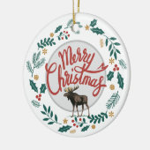 ホリー素朴&パインとメリークリスマスムース セラミックオーナメント (左)