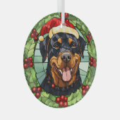 ホリー縁どサタロットワイラードッグクリスマス ガラスオーナメント (正面右)