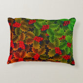 ホリー葉ベリ白熱［赤熱］光を放つの赤い緑の冬のハース アクセントクッション (裏面)