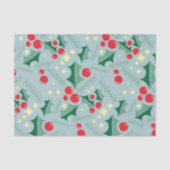 ホリー葉レッドベリー星クリスマスパターン 薄葉紙 (正面)