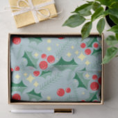 ホリー葉レッドベリー星クリスマスパターン 薄葉紙 (ギフト)