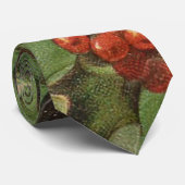 ホリー葉ヴィンテージアートプリント冬 ネクタイ (ロール)