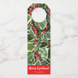 ホリー葉&レッドベリーズホリデー ボトルネックタグ
