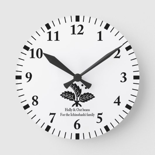 ホリー豆とアウト豆 ラウンド壁時計 (正面)