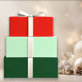 ホリー赤と常緑冬の固体 ラッピングペーパーシート