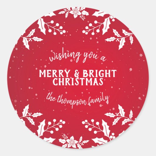 ホリー赤と白フェスティバルシール ラウンドシール (正面)