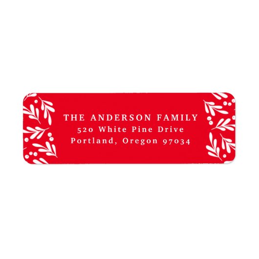 ホリー赤と白ベリー |休日の住所 ラベル (正面)