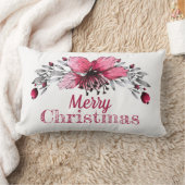 ホリー赤と白メリークリスマス ランバークッション (ブランケット)
