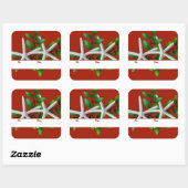 ホリー赤クリスマスギフトステッカーのヒトデ スクエアシール (シート)