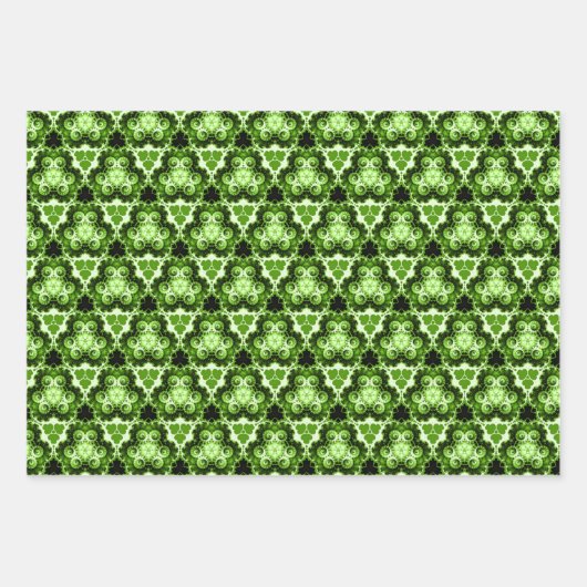 ホリー赤、伝統的緑、赤無地の色 ラッピングペーパーシート (正面2)