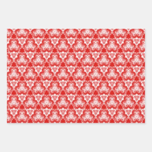 ホリー赤、伝統的緑、赤無地の色 ラッピングペーパーシート (正面)